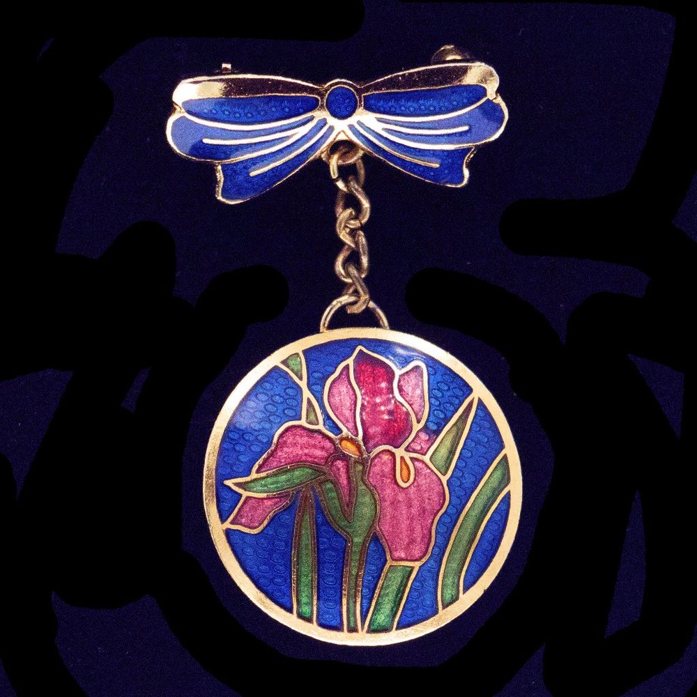 SITI CLOISONNE  ORCHID FLOWER/BOW BROOCH - JOEFPP1